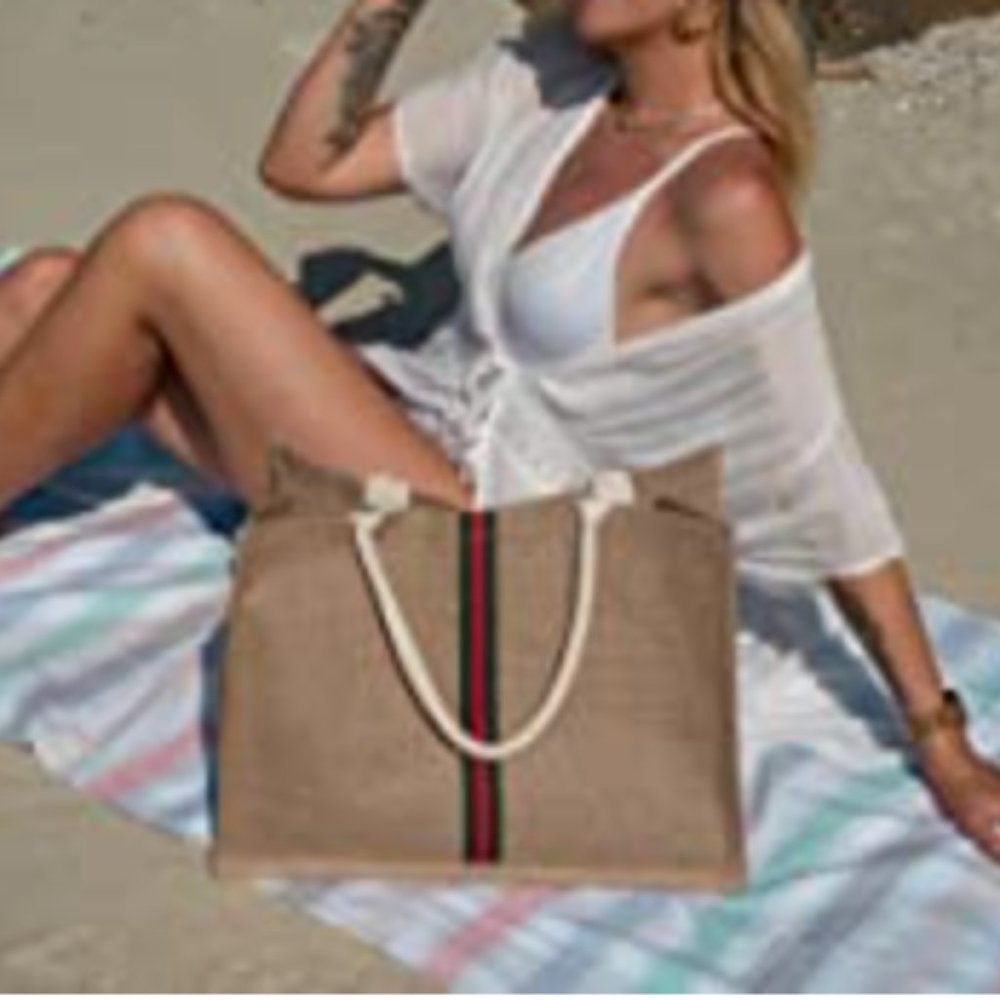 5✨New Euro Style Oversized Stripe Tote Bag Luxury - Picture 6 of 9